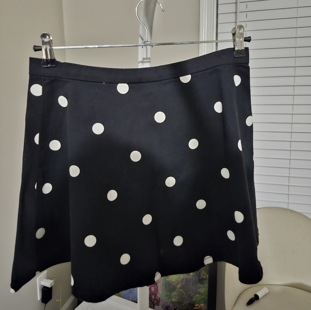 H&M DIVIDED POLKADOT NAVY SKIRT